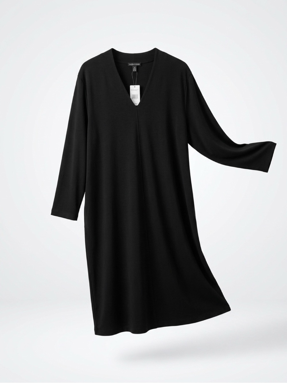 Eileen Fisher Black V-Neck 3/4 Sleeve Dress